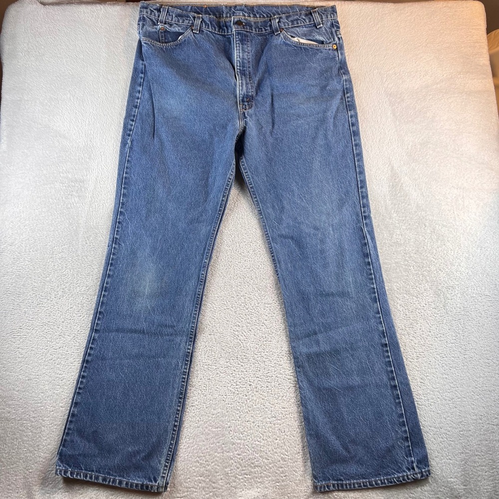 Vintage Levis 517 Orange Tab Jeans Mens 42x34 Medium Wash Straight Leg USA Made